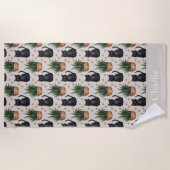 Personalized Houseplants and Cat ビーチタオル (正面)