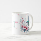 Personalized Hummingbird Floral Serving Mug コーヒーマグカップ (正面右)