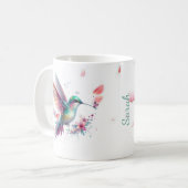 Personalized Hummingbird Floral Serving Mug コーヒーマグカップ (正面左)