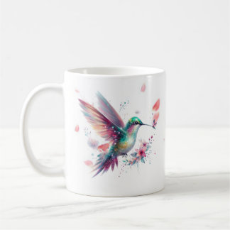 Personalized Hummingbird Floral Serving Mug コーヒーマグカップ