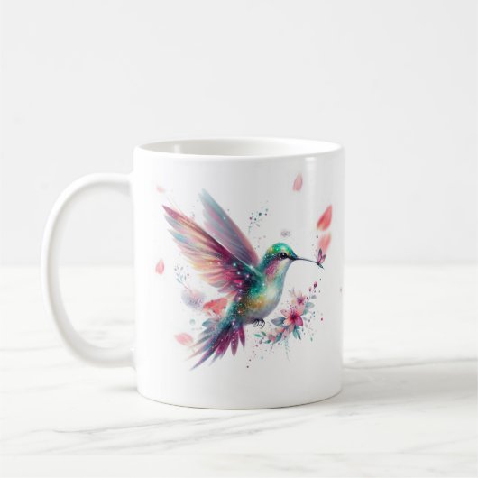 Personalized Hummingbird Floral Serving Mug コーヒーマグカップ (左)
