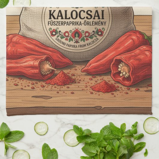 Personalized Hungarian Kalocsai Paprika Apron  キッチンタオル (折り畳み)