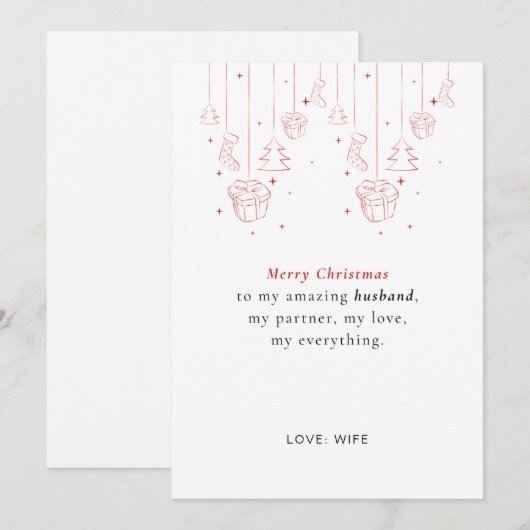Personalized Husband Christmas Card シーズンカード (正面/裏面)