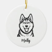 Personalized Husky Dog Christmas セラミックオーナメント (正面)