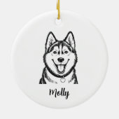 Personalized Husky Dog Christmas セラミックオーナメント (裏面)