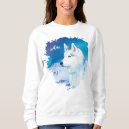 Personalized Husky dog with mountains スウェットシャツ