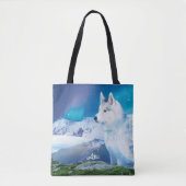 Personalized Husky dog with mountains  トートバッグ (正面)