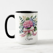 Personalized Hydrangea Flower Name Mug Gift マグカップ (左)