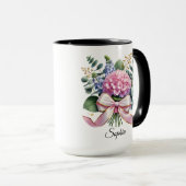 Personalized Hydrangea Flower Name Mug Gift マグカップ (正面右)