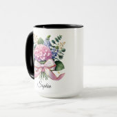 Personalized Hydrangea Flower Name Mug Gift マグカップ (正面左)