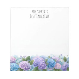 Personalized Hydrangea Flower Teacher Appreciation ノートパッド