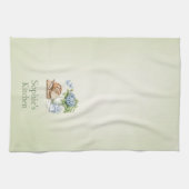 Personalized Hydrangea Kitchen Towel, Custom Name キッチンタオル (横)