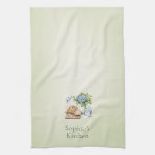 Personalized Hydrangea Kitchen Towel, Custom Name キッチンタオル (縦)