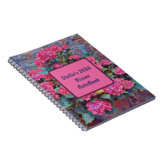 Personalized hydrangea paint Vision notebook 2026 ノートブック (右側)
