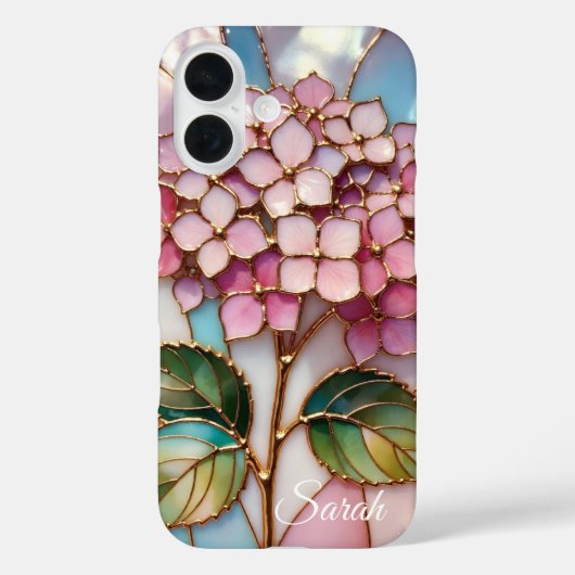 Personalized Hydrangea Phone Case Pink Floral Case-Mate iPhoneケース (裏面)