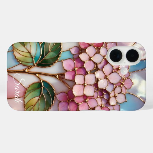 Personalized Hydrangea Phone Case Pink Floral Case-Mate iPhoneケース (裏面 (横))