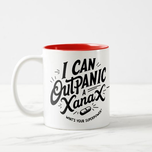 Personalized "I Can Outpanic a Xanex" Ceramic Mug ツートーンマグカップ (左)