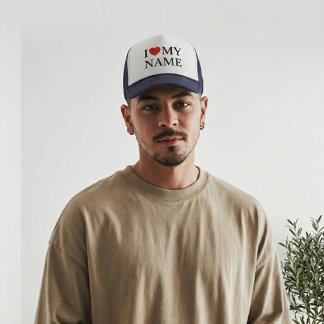 Personalized I Heart Hat, Custom Text Baseball Cap キャップ