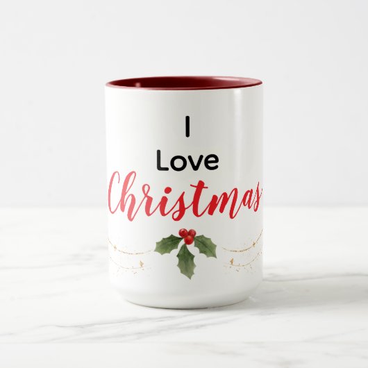 Personalized I Love Christmas Mug マグカップ (中央)