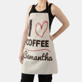 Personalized I Love Coffee Bean Barista Apron Gift エプロン (インサイチュ)