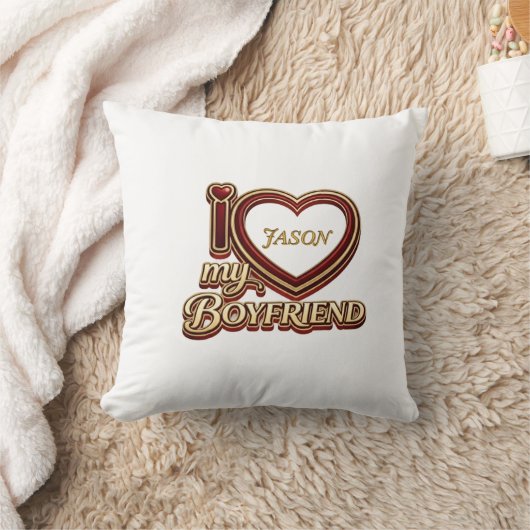 Personalized I Love My Boyfriend Custom Name クッション (ブランケット)