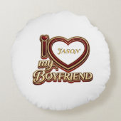 Personalized I Love My Boyfriend Custom Name ラウンドクッション (裏面)