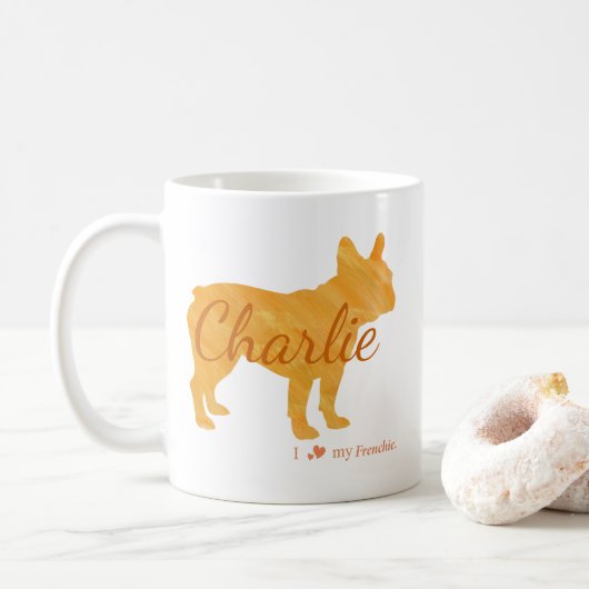 Personalized I Love My Frenchie French Bulldog コーヒーマグカップ (ドーナツ)