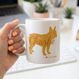 Personalized I Love My Frenchie French Bulldog コーヒーマグカップ