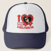 Personalized I Love My Girlfriend Photo Text キャップ (正面)