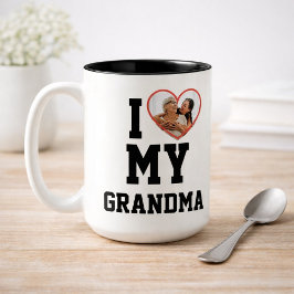 Personalized I Love My Grandma Photo ツートーンマグカップ
