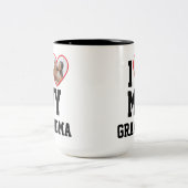 Personalized I Love My Grandma Photo ツートーンマグカップ (中央)