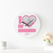 Personalized I Love My Husband – Add Photo & Name ラージ壁時計 (ホーム)