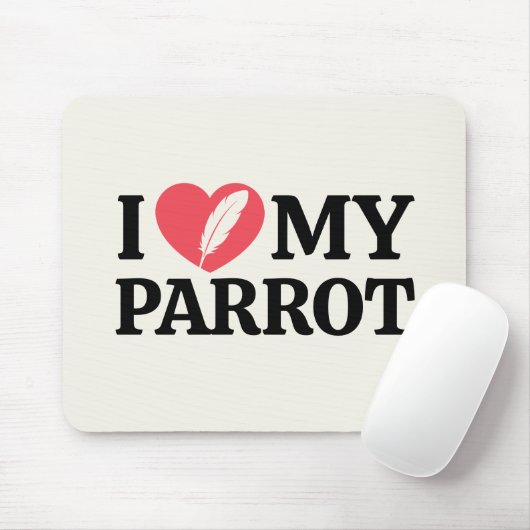 Personalized I Love My Parrot Heart Typography マウスパッド (マウス)