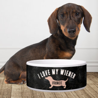 Personalized I Love My Wiener funny Dachshund ボウル