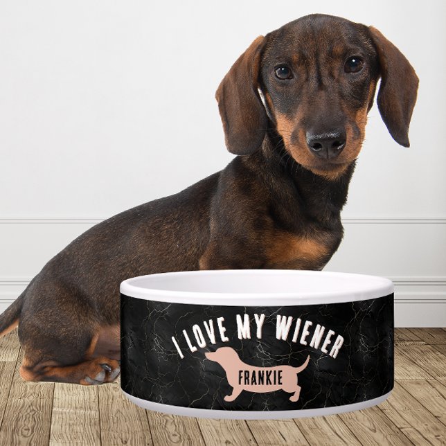 Personalized I Love My Wiener funny Dachshund ボウル (クリエイターアップロード済み)