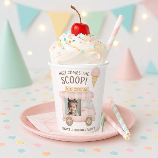 Personalized Ice Cream Truck Photo Birthday  紙コップ