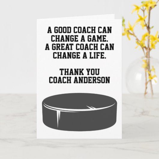 Personalized Ice Hockey Coach From Team Players カード (黄色い花)
