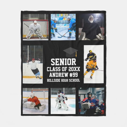 Personalized Ice Hockey Senior Night Graduation フリースブランケット (正面)