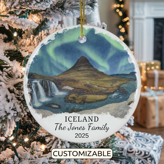 Personalized Iceland Ornament, Iceland セラミックオーナメント