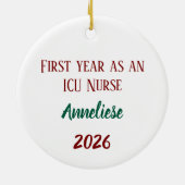 Personalized ICU Nurse Christmas First Year Gift セラミックオーナメント (裏面)