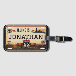 Personalized Illinois Route 66 License Plate  ラゲッジタグ