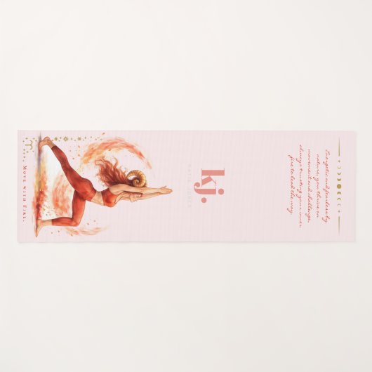 Personalized Illustrated Aries Zodiac Quote ヨガマット (正面(横))