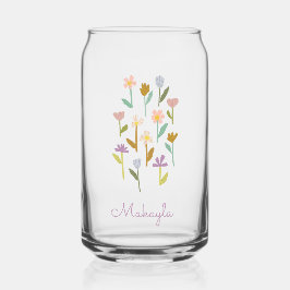 Personalized Illustrated Floral Bridesmaid Name ガラス缶