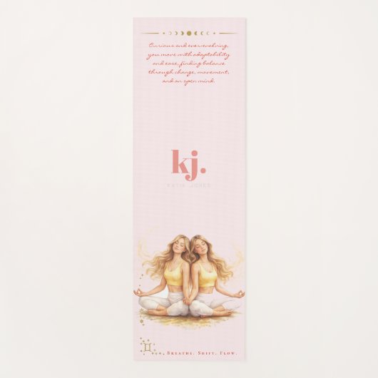 Personalized Illustrated Gemini Zodiac Quote ヨガマット (正面)