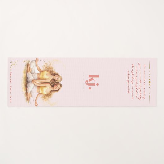Personalized Illustrated Gemini Zodiac Quote ヨガマット (正面(横))