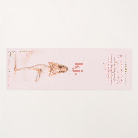 Personalized Illustrated Libra Zodiac Quote ヨガマット (正面(横))