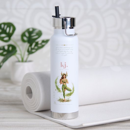 Personalized Illustrated Taurus Zodiac Quote ウォーターボトル (ヨガ (回転後))