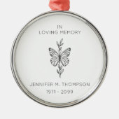 Personalized In Loving Memory Butterfly メタルオーナメント (正面)