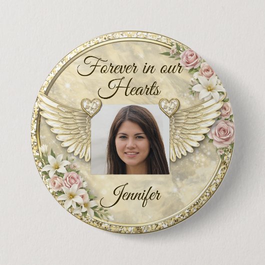 Personalized In Memorial Photo Template 缶バッジ (正面)