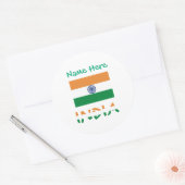 Personalized India Flag Round  ラウンドシール (封筒)